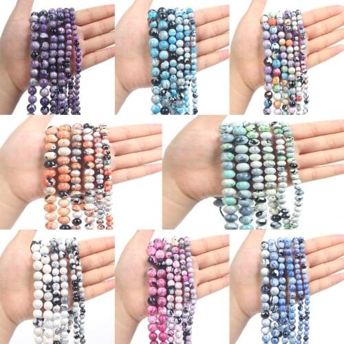 8 Colors 6/8/10mm Natural Stone Flame Agate Round Beads Loose Spacer Bead For Jewelry Making DIY Accessories