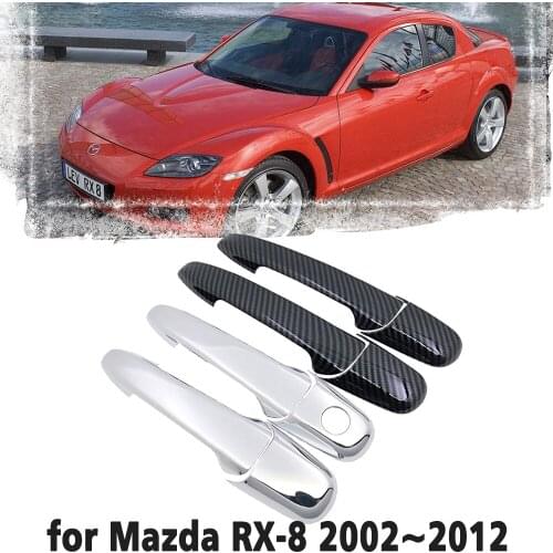 Black Carbon Fiber handle Or Chrome Side Door Cover Trim Set for Mazda RX-8 RX8 RX 8 2002~2012 Car Accessories 2003 2004 2005