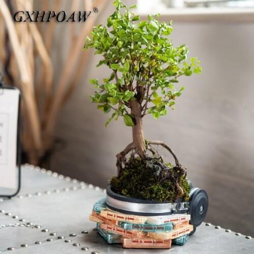 Retro Walkman Flower Pot Creativity Desktop Flower Arrangement Container Vase Home Crafts Potted Plants Ornament Fine Art Crafts