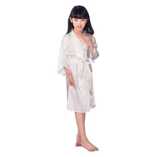 Baby Girls Kid Silk Satin Kimono Robes Bathrobe Sleepwear Wedding Flower Girl Night Dress