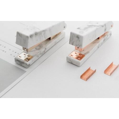 Elegant Marble Pattern Stapler Heavy Duty Desktop Spring Powered Stapler Home Office JR Deals