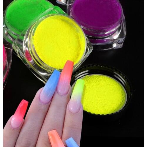 9 Color Ombre Nail Art Neon Pigment Powder Set Fluorescent Nail Glitter Powder Manicure Decoration Nail Art Pigment Accessories