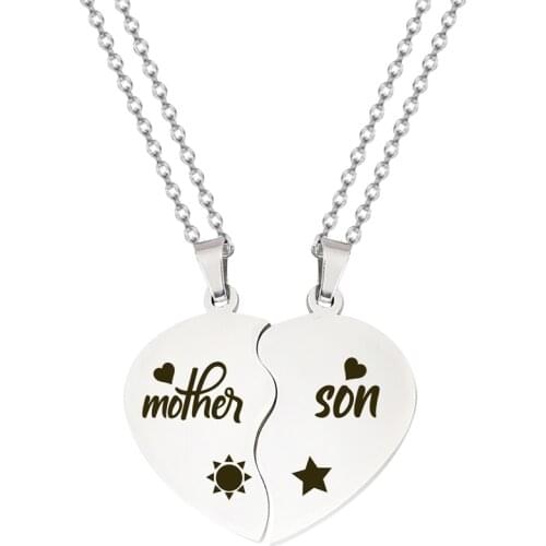 Hot Sale Mother And Son Heart Necklace Female Love "mom" Necklace Mothers Day Gift for Moms Jewelry
