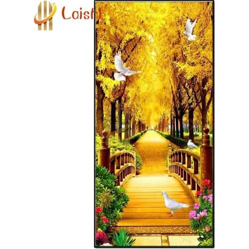 Hot Sale!Golden fortune tree, natural scenery Full Square Diamond Painting Diamond Mosaic picture round Diamond Embroidery