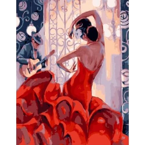 Coquettish woman in red dress Set for drawing by numbers art figure pictures for living room home decor