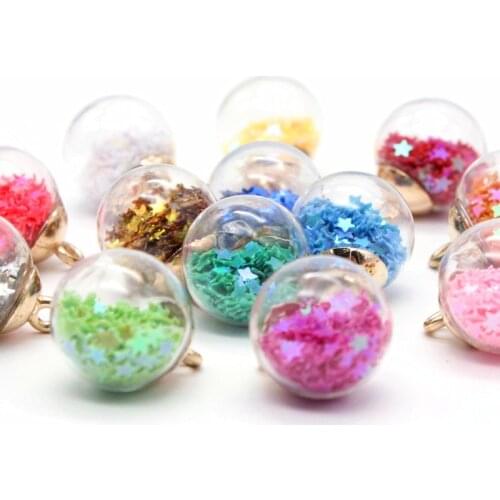 10Pcs/Pack 15.5mm DIY round glass ball transparent pentagram sequin earrings jewelry accessories Christmas ornaments pendant