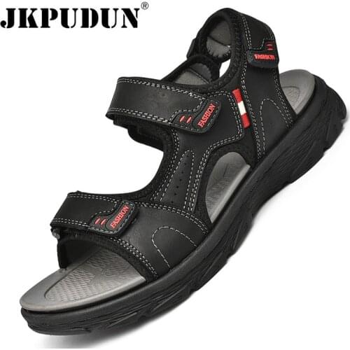 Summer Men Casual Sandals Genuine Leather Handmade Men Slippers Outdoor Designer Mens Hiking Sandals Beach Shoes Zapatos Hombre