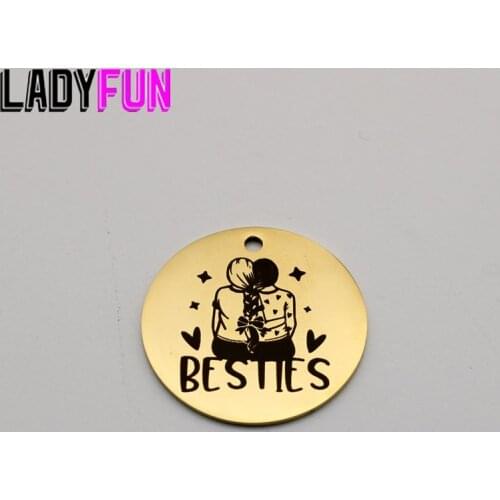 Best Friends Besties Charm Stainless Steel BFF Gifts Charms High Polish Mirror Surface Pendant 20pcs/lot