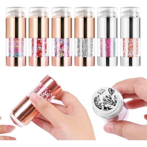 New Double-end Handle Transparent Nail Stamper For Stamping Plate Holographics Clear Stamper Head Nail Art Templates