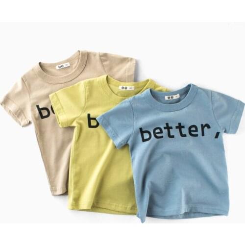 2-8Y Letter Print Baby Boys T Shirt for Summer Infant Kids Boys Girls Shoer Sleeve T-Shirts Clothes Cotton Toddler Letter Tops