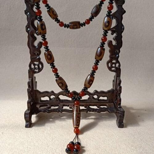 Natural Agate Chalcedony Old pearl Three eyes and Nine eyes Necklace Pendant Jewelry Fine Jewelry Sweater chain Couple Pendant