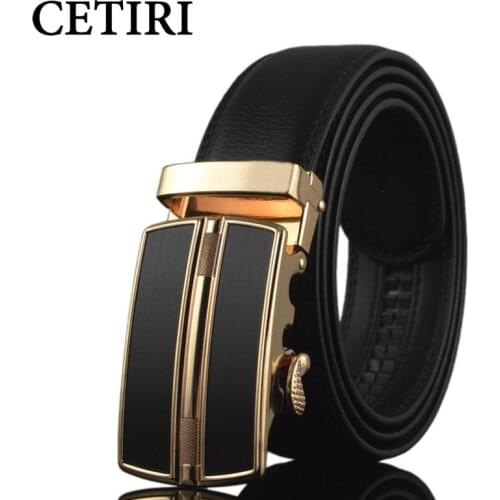 CETIRI Automatic Buckle Men Genuine Leather Belt Dressing Belts For Men High Quality Classic Strap Red Blue Yellow White Black
