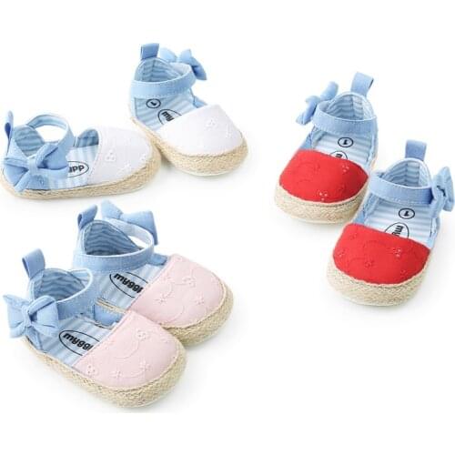 Girl Sandals Summer Baby Shoes Cotton Classic Embroidered Bow Stripes Baby Girl Shoes Baby Sandals Fashion Casual Girl Sandals