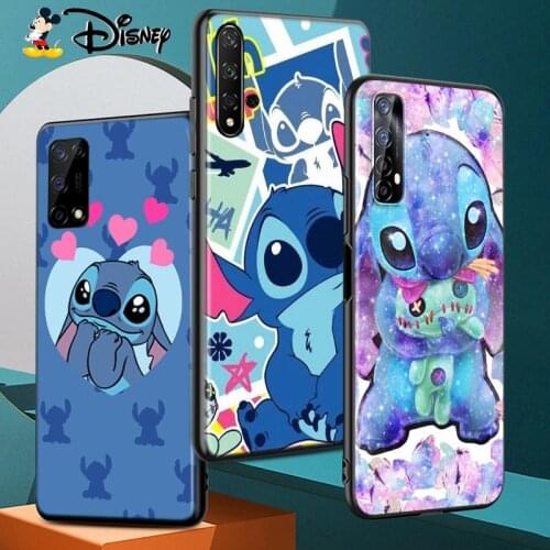 Silicone Cover Cartoon Cute Stitch For Realme 7 7i 6S 6i 6 5S 5i 5 3 3i 2 XT Narzo 20 10 Pro Black Soft Phone Case