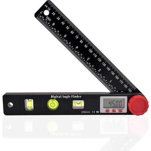 4 in 1 Digital Angle Gauge Finder Protractor, 7inch Construction Protractors 0-360° Angle Measuring Tool with LED Display