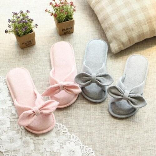 Japanese Bowknot Ladies Slippers Summer Open-toed Cotton Sandals Spring And Autumn Four Seasons Home Slides