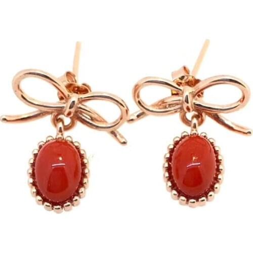 KJJEAXCMY boutique jewels 925 sterling silver inlaid natural red coral gemstone female earrings support detection new exaggerate