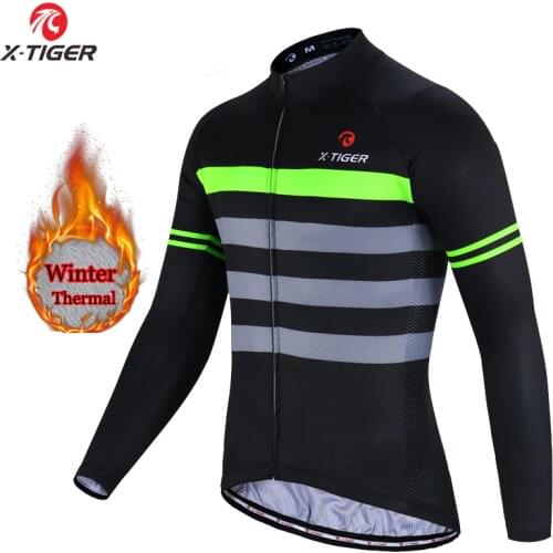 X-Tiger Winter Fleece Cycling Jersey Thermal Bike Wear Long Sleeve MTB Bicycle Cycling Clothing Invierno Maillot Ropa Ciclismo