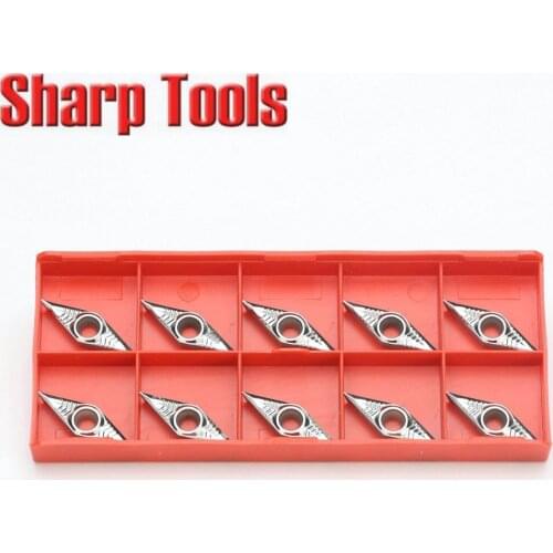 10pcs VCGT160402 Solid Carbide Inserts Lathe Cutter Milling Tools for Aluminium Turning CNC Router Bit Lathe Cutting Tools Blade