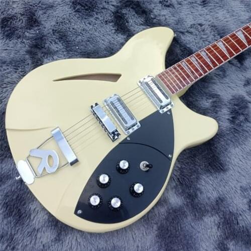 2021!Guitarra Eléctrica Rick de alta calidad, instrumento semihueco de Sky Sunburst Ricken, 2 pastillas, trémolo, envío gratis