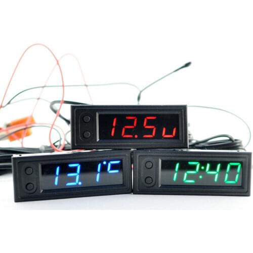 High Precision 3 IN 1 Car Clock Luminous Thermometer Voltmeter Car Temperature Battery Voltage Monitor Panel Meter DC 12V Clock