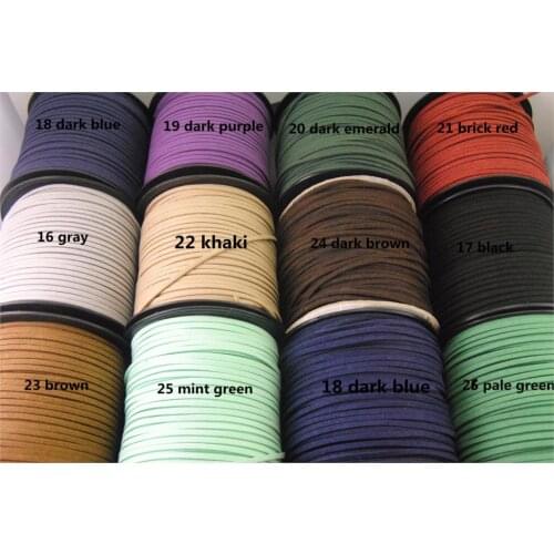 32ft(10meter) 12 Color Faux Suede Cord Handmade Jewelry Findings In Bulk DIY Necklace Bracelet 3x1.5mm