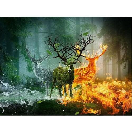 5D DIY Diamond Painting "Ice fire deer"3D Diamond Embroidery sale Full Square/Round Drill mosaic Cross Stitch for Home Decor