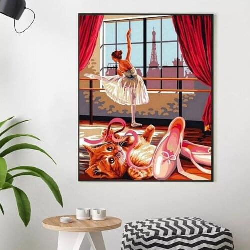 Diamond Painting Cross Stitch dance Diamond Embroidery sale cat picture 5d full square round diamond mosaic portrait patten art