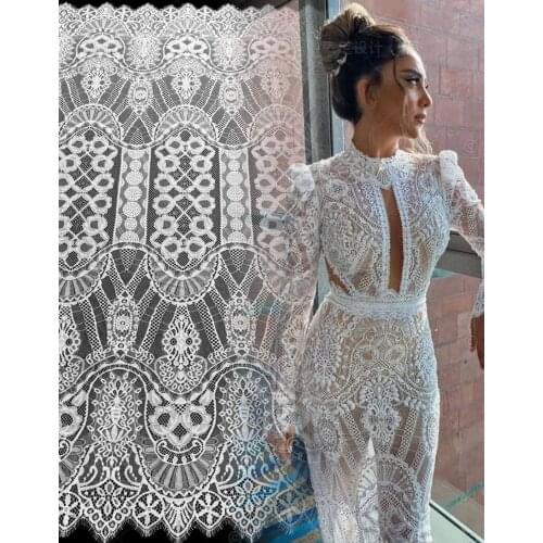 La Belleza Off white france lace fabric eyelash bride lace 150x300cm one piece