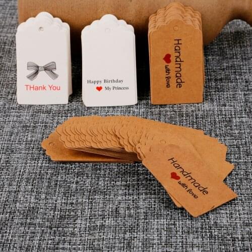 100Pcs/lot DIY Kraft Paper Tags Scalloped Rectangle Christmas Wedding Favour Birthday Party Gift Card Label Blank Luggage Tags
