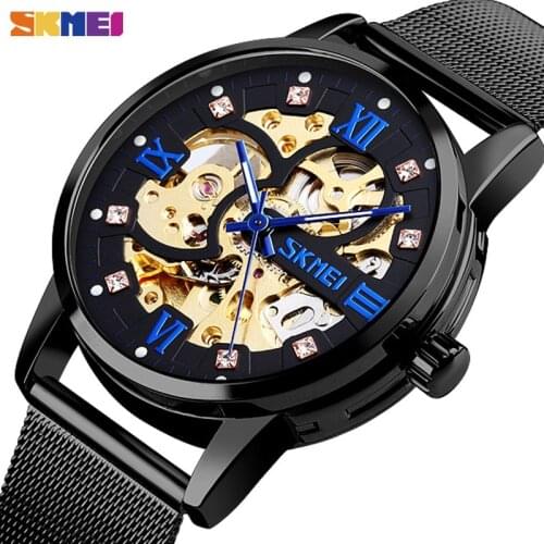 SKMEI Creative Automatic Watch Men Mechanical Wristwatches Mens Gear Hollow Art Dial Strainless Steel Strap Relogio Masculino