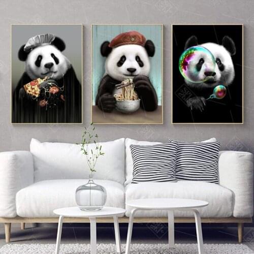 Nursery Baby Room Wall Art Canvas Painting Cute Cartoon Panda Posters and Prints Animals Picture for Kids Room Home Decor