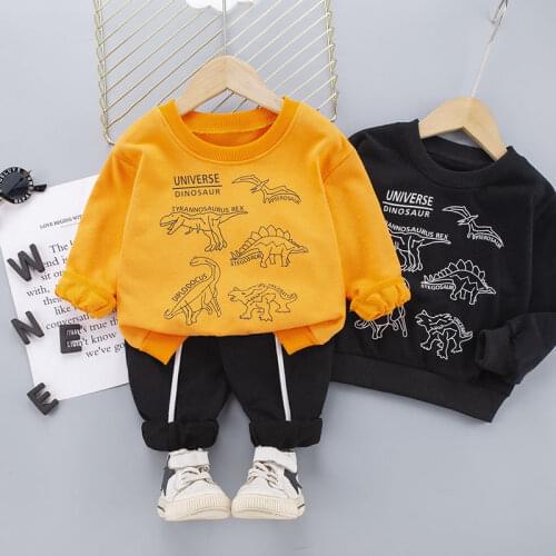 Children Boys Girls Cartoon Clothing Suits Baby Sport Dinosaur Hoodies Pants 2Pcs/Sets Spring Autumn Toddler Cotton Tracksuits