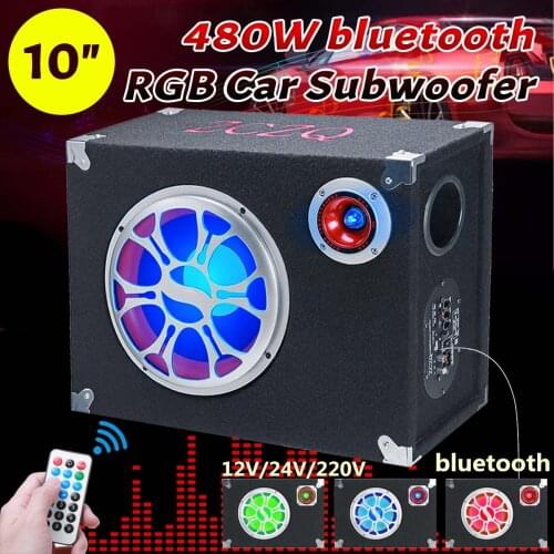 10 inch 480W Cabinet Speaker 12V 24V RGB LED Car Audio Active Subwoofer Amplifier Booster Speakers Home Speaker Car Subwoofers
