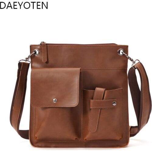 DAEYOTEN Retro Designer Messenger Shoulder Bag Vintage Mens Sling Bag Soft Leather Male Design Casual Business Handbags ZM0827