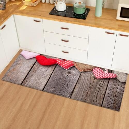 Wood Grain Home Kitchen Floor Mat Rugs Non-slip Door Entrance Mat Kitchen Mat Carpets for Living Room Bedroom Kitchen