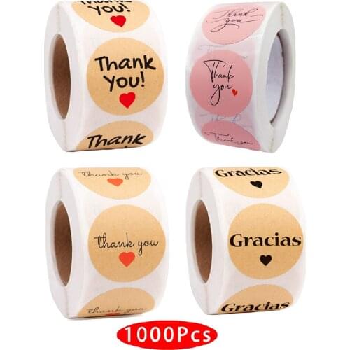 1000Pcs Korean Kawaii Flower Thank You Sticker Seal Label Aesthetic Scrapbooking Stationery Accessory Material Journal Supply
