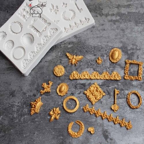 Aouke Mold 3D Silicone Vintage Frames Lace Trim Modeling Cake Decoration Mold For Baking Ware Kitchenware Chocolate Mold