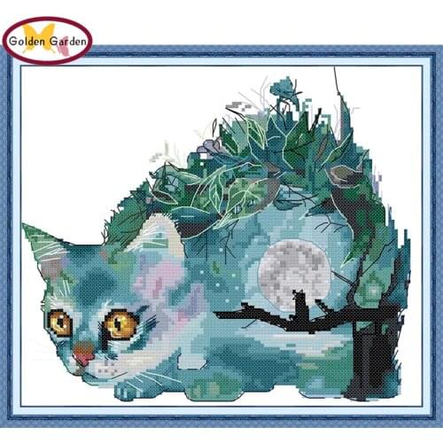 GG Cats world Stamped Cross Stitch Painting Embroidery Needlework Set Joy Sunday 14CT 11CT Counted Cross Stitch for Home Decor