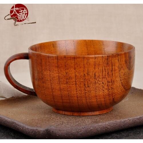 European and American style compact cup with handle, coffee cup, jujube cup, wood cup, whole wood cup