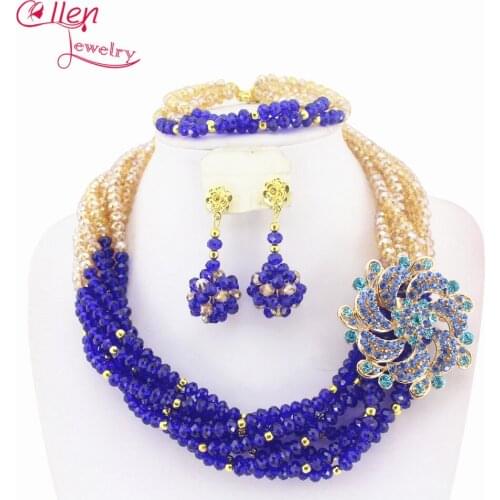 African Beads Jewelry Set nigerian wedding bridal Crystal Beads Necklace Set African style Fashion necklace jewelry set W7603