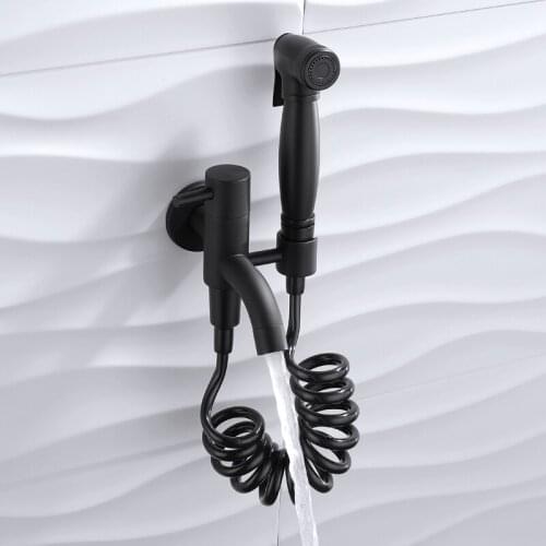 Brass Bidets Toilet Sprayer Faucet Black Bathroom Bidet Hygienic Shower Toilet Portable Sprayer Handheld Anal Shower Set