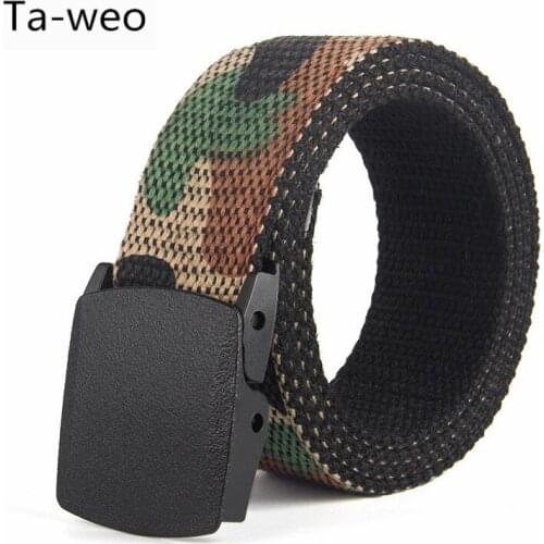 Fashion Casual Men Camouflage Canvas Belts, 1.5'' Wide Plastic Press Buckle Belt Good Quality, Belt Size 110 cm