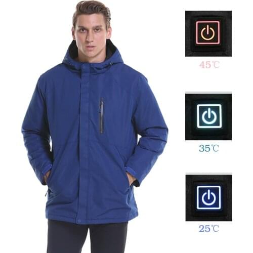 2019 New USB Heated Jacket Men Women Plus Size Waterproof Jacket Men Down Cotton Solid Hiking Coat Keep Warm Rain Jacket