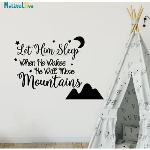 Let Him Sleep When He Wakes Quote Sticker Nursery Adventure Theme Decor Decoration Wallpaper BA533