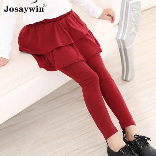 JosaywinSpring Autumn Girls Legging Cotton Trousers Kids Girls Skirts Pants Skinny Solid Children Student Legging Trousers