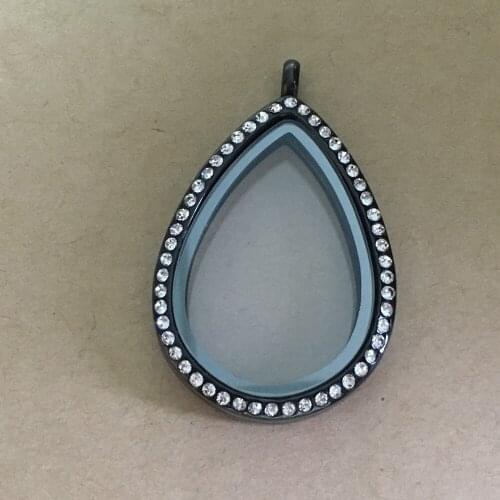 Water Drop Floating Glass Living Memory Locket Stainless Steel Magnetic Closure Locket Pendant DIY