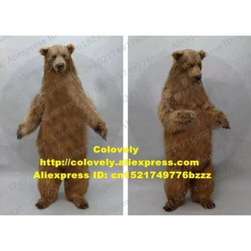 Plush Long Fur Brown Bear Fursuit Furry Mascot Costume Adult Cartoon Character Outfit Upacara Penutupan Cute Lovable zz9524