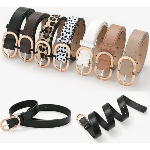 Female Leopard Belt Snake Skin Print Thin Waistband PU Leather Gold Ring Heart Pin Metal Buckle Ladies Belts