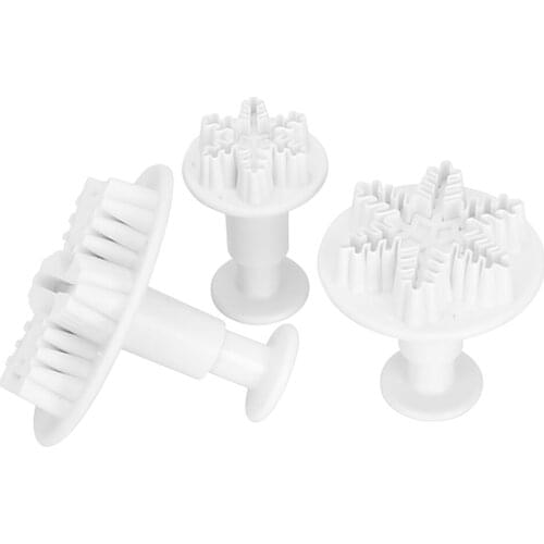 3pcs Christmas Snowflake Fondant Cake Decorating Cutter Plunger Mold Tool DIY